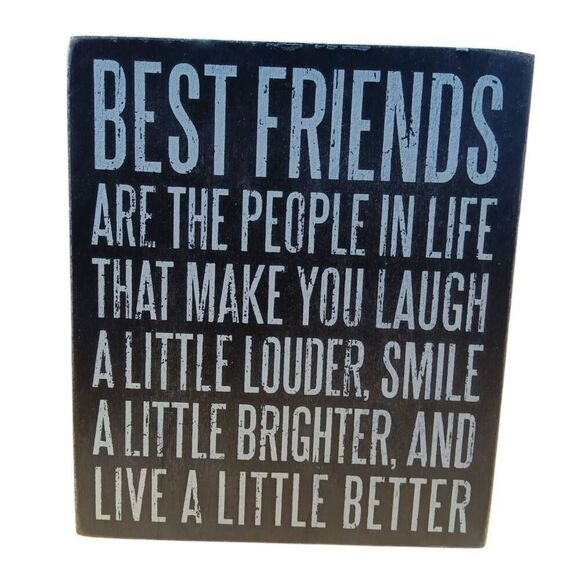 Best Friends Box Sign Primitives by Kathy Black White - Picture 2 of 9